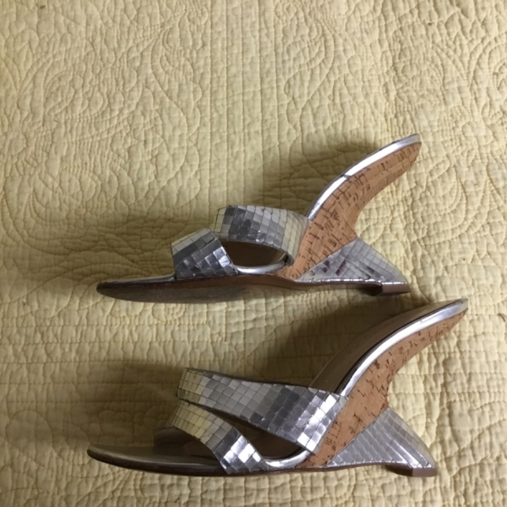 Charles Jourdan, Size 8, Silver slip on shoes